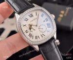 Copy Drive de Cartier Moon Phases Watch White Dial Stainless Steel